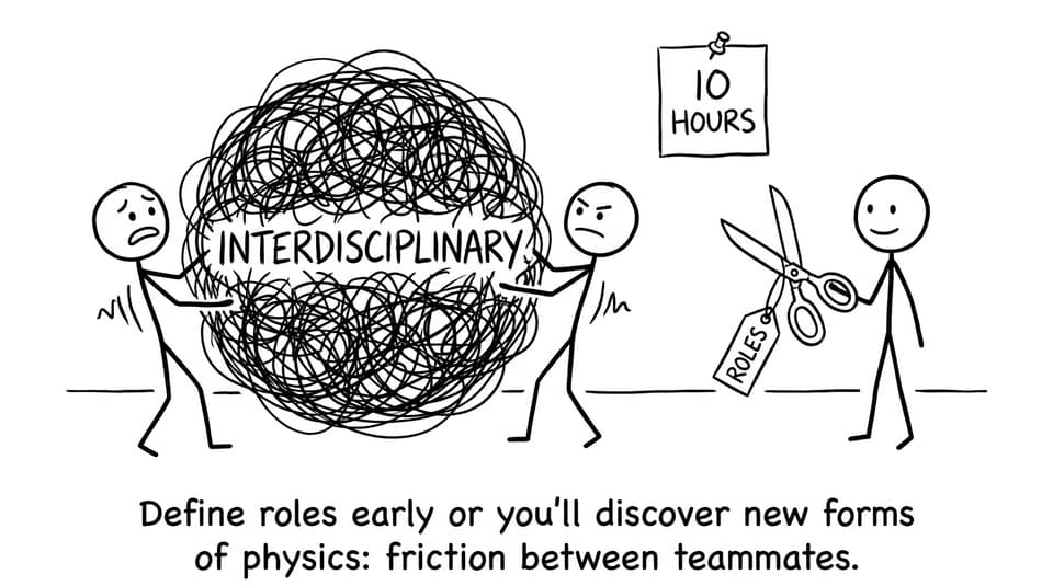 Define roles early or you'll discover new forms of physics: friction between teammates.