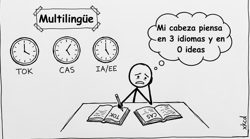 El caos multilingüe del IB (cómic)