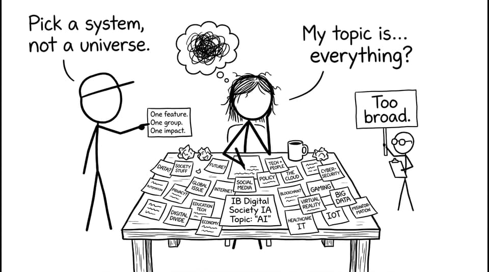 A student tries to make “AI” into an IA topic and gets told it’s too broad