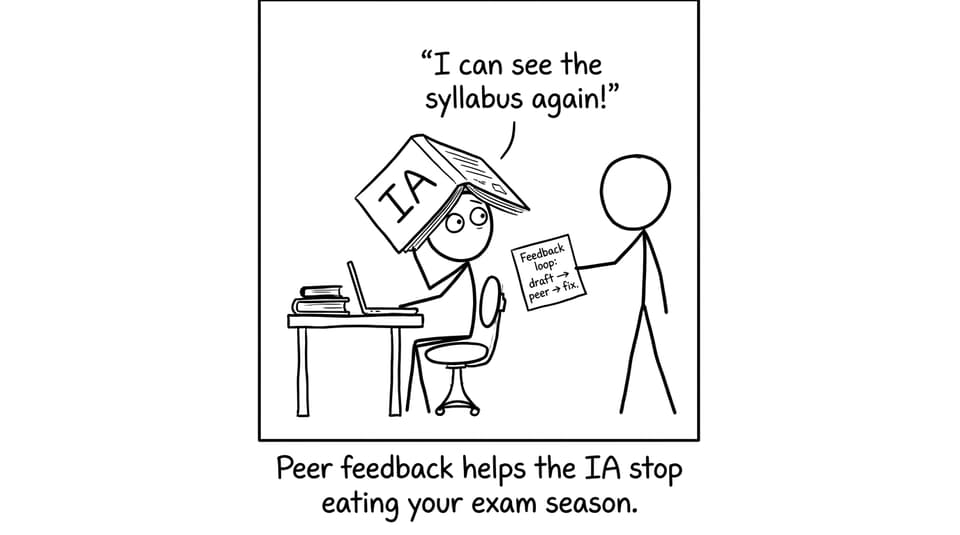 Peer feedback helps the IA stop eating your exam season.