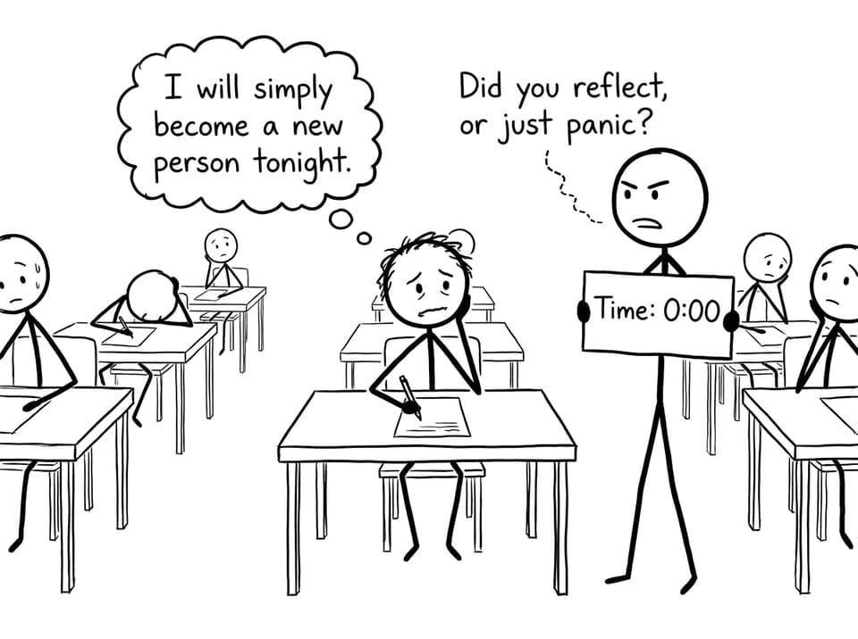Exam hall panic vs reflection comic