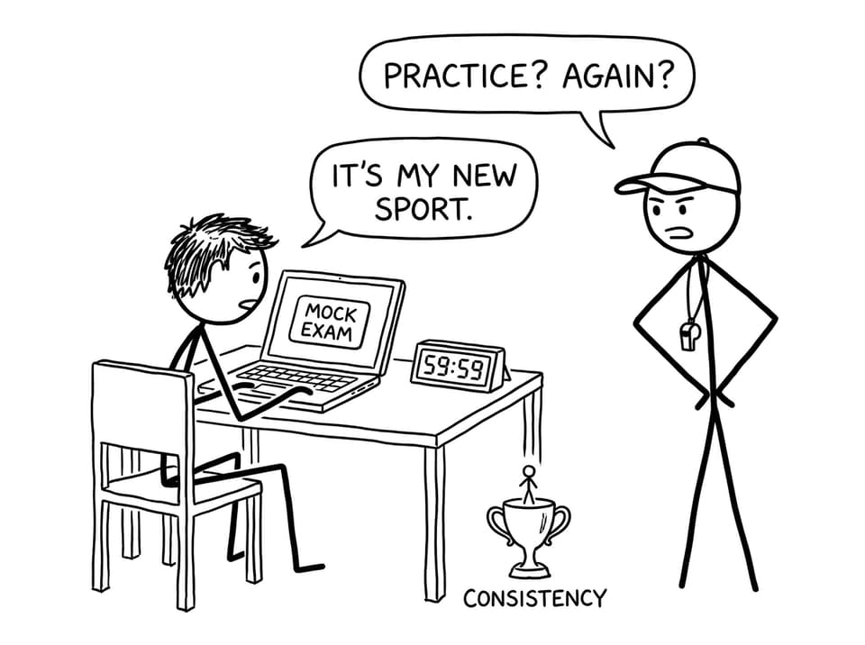 Mock exam as a sport comic