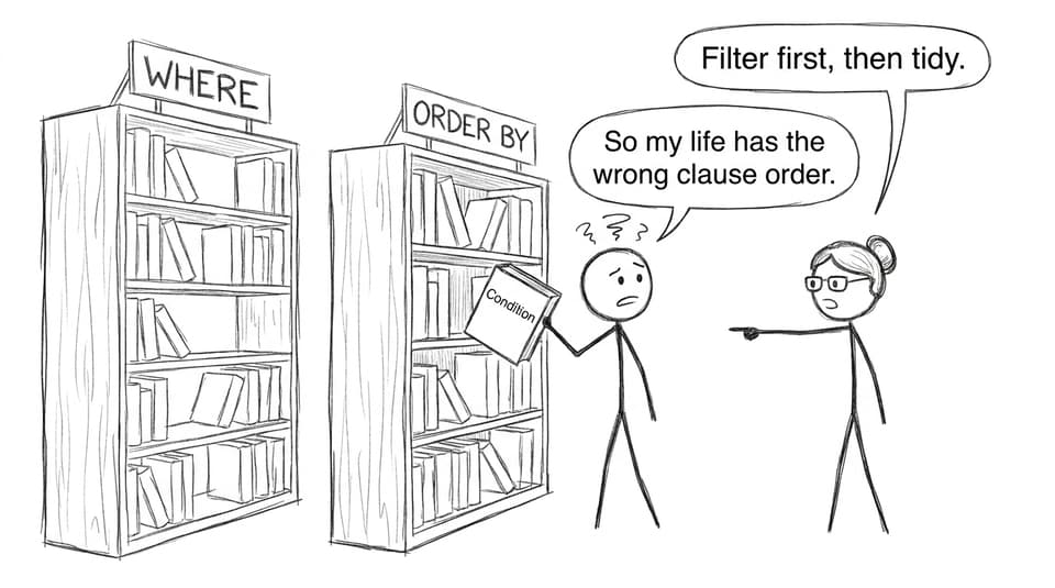 Comic about WHERE vs ORDER BY