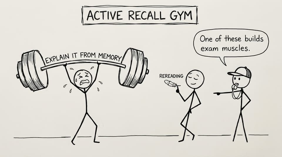 Active recall gym with barbell vs rereading feather