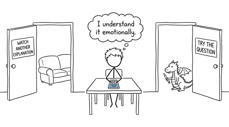 A student choosing between another explanation and attempting a question