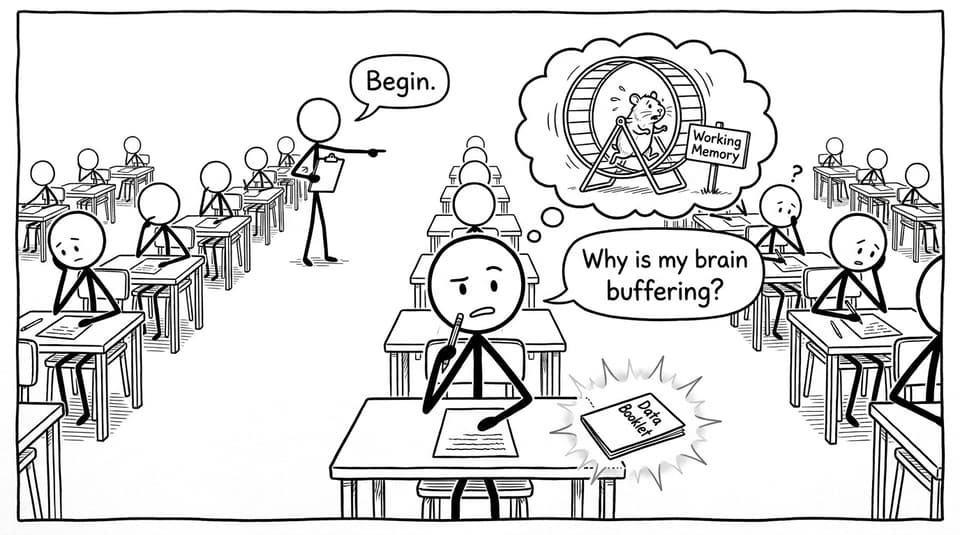 Working memory hamster during an exam