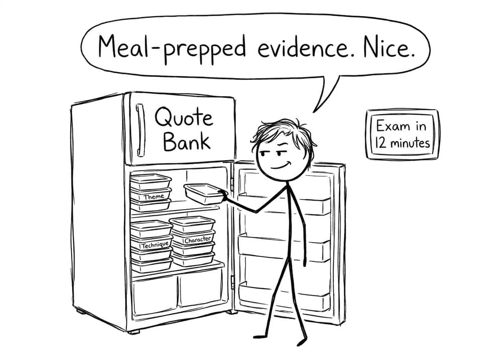 A student meal-preps evidence from a quote bank fridge