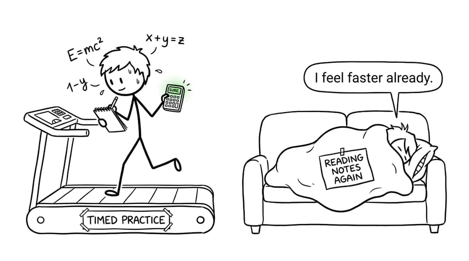 The difference between reading notes and practising under time pressure