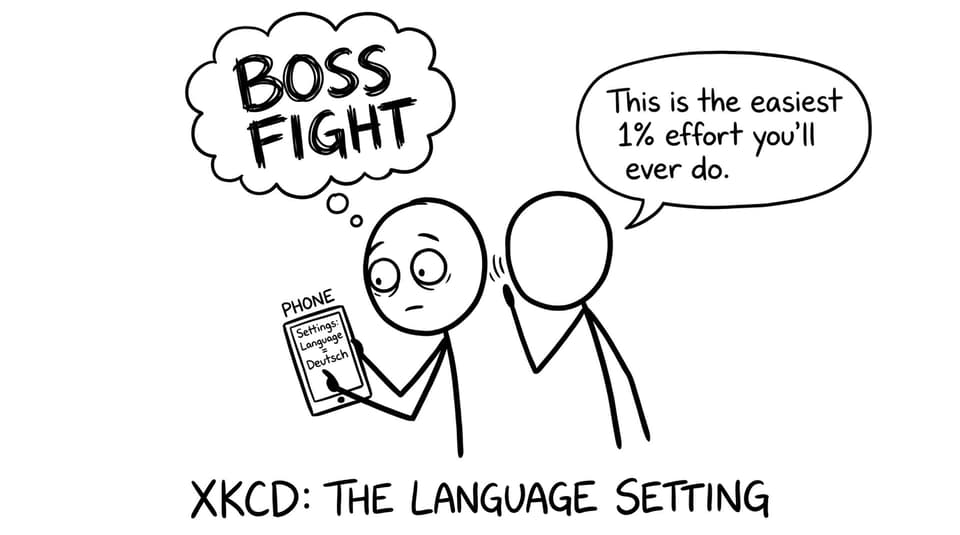 Phone language set to Deutsch like a boss fight