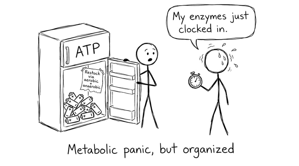 ATP fridge with batteries and enzymes clocking in