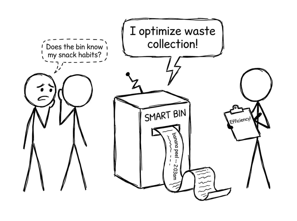 Smart bin collecting data joke