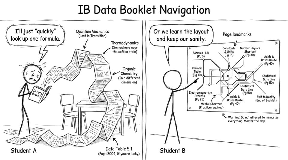 IB Data Booklet navigation comic