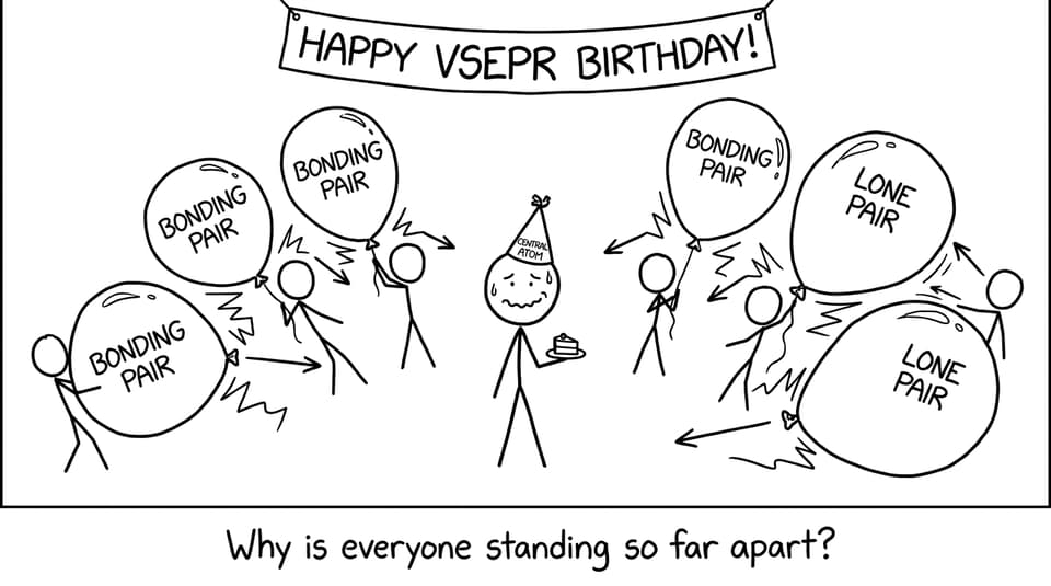 VSEPR balloons at a party pushing each other away