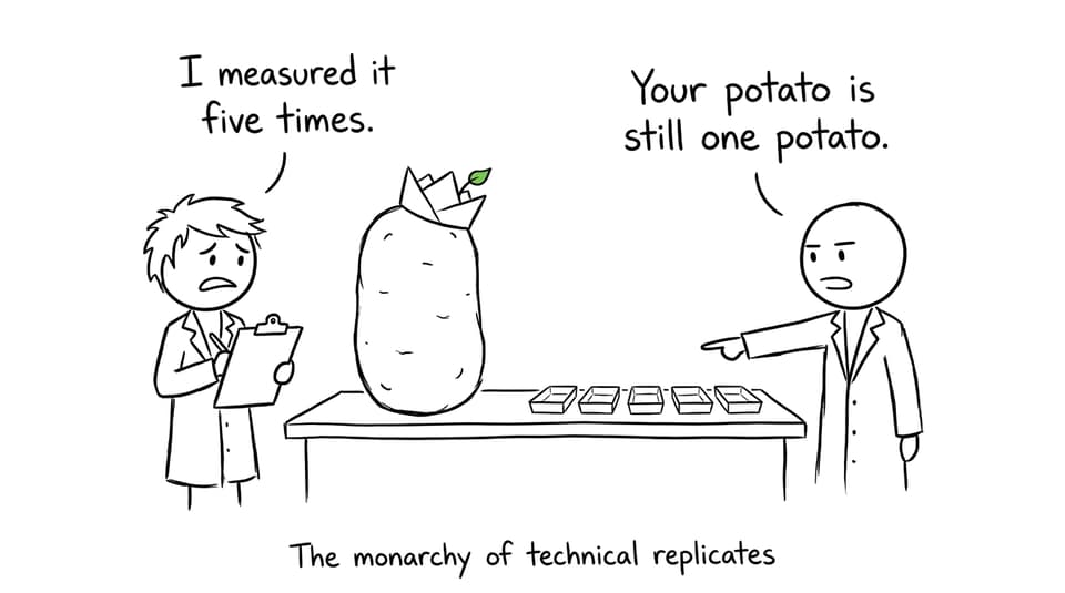 Comic about measuring one potato repeatedly