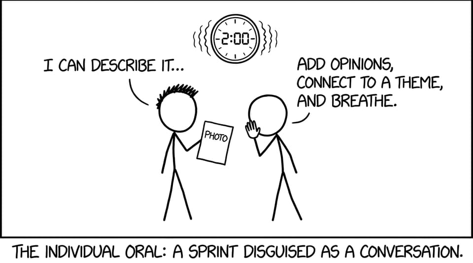 Oral exam sprint disguised as a conversation