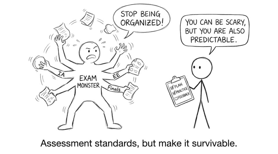 Exam monster vs organized student comic