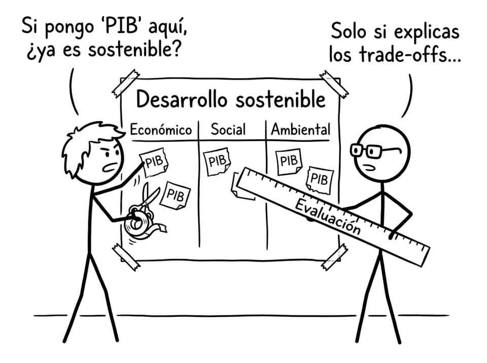 Dos estudiantes discuten los pilares del desarrollo sostenible