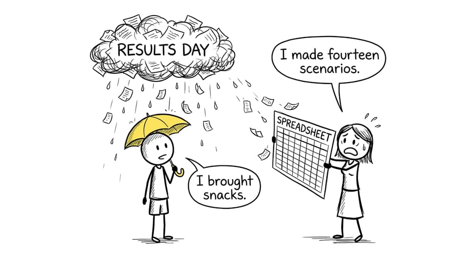 A student and parent prepare very differently for IB results day