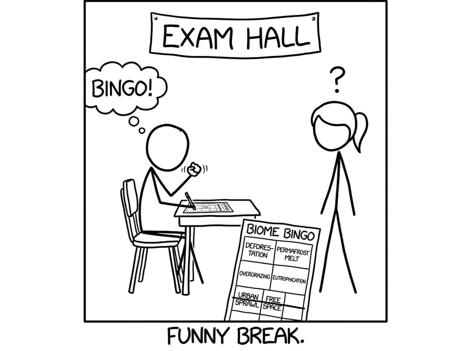 Biome Bingo in the exam hall