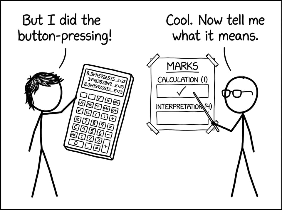 Student learns the mark split: interpretation wins