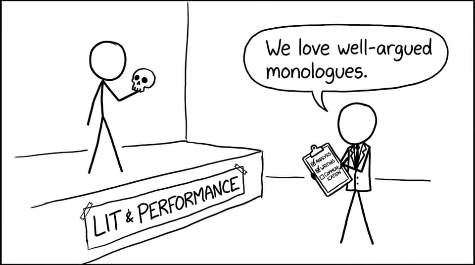 Admissions checklist watching a monologue