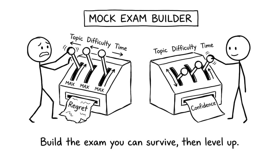 Build the exam you can survive, then level up.