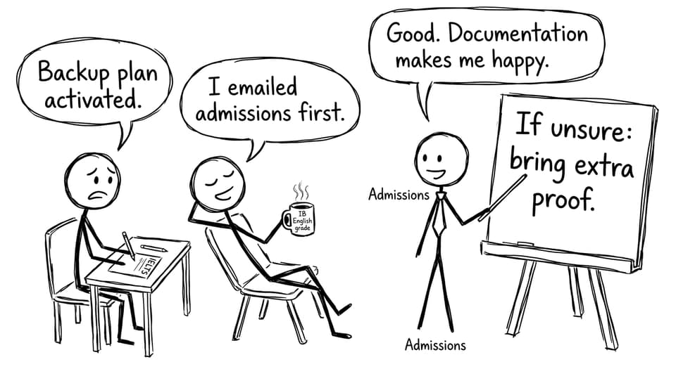 Comic: Backup plan vs emailing admissions