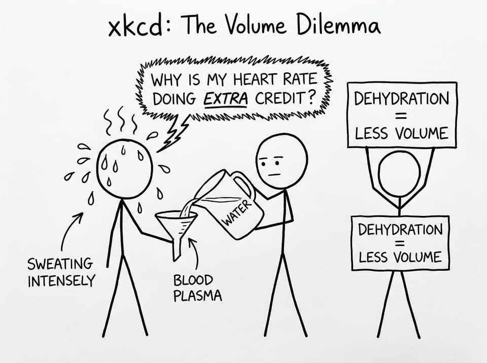 Dehydration = less volume