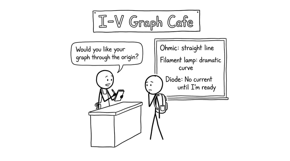 A cafe menu of I–V graphs with funny descriptions