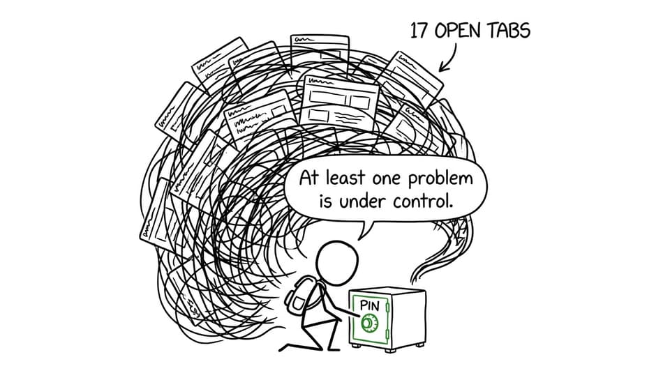 A student protects their PIN while browser tabs become the real threat