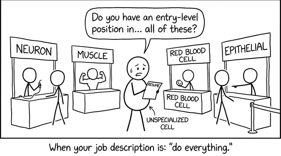 Unspecialized cell at a career fair