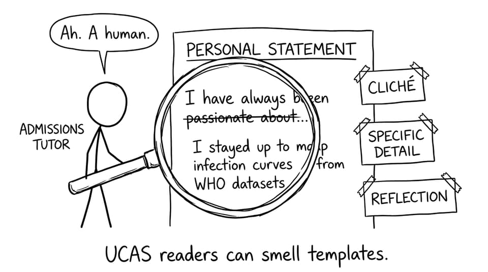 Comic: admissions tutor can smell templates