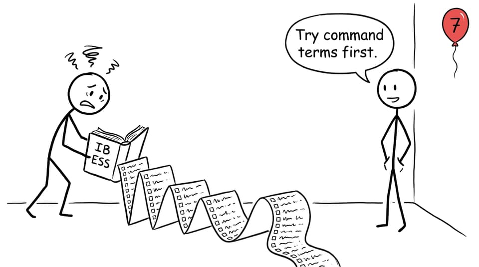 A comically long ESS checklist spilling out of a book