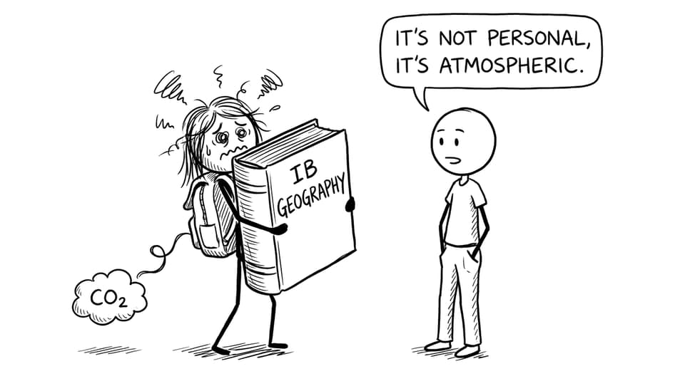 An IB student followed by a CO2 cloud
