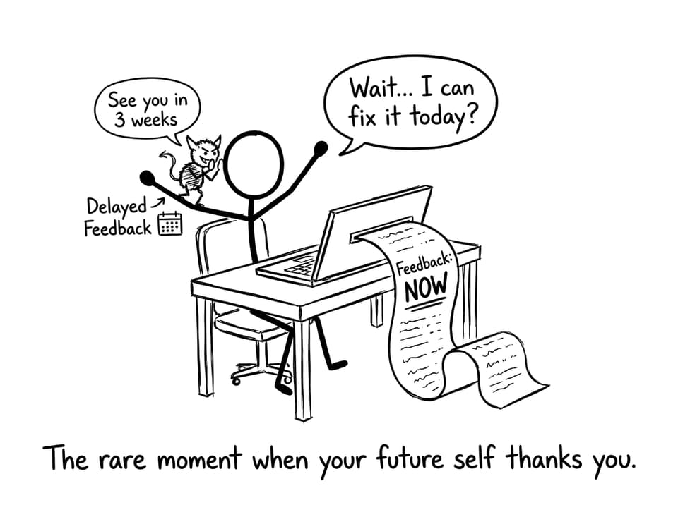A student meets Delayed Feedback gremlin