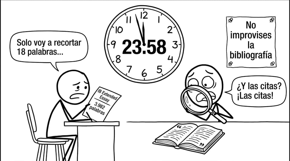 Estudiante recortando palabras a última hora