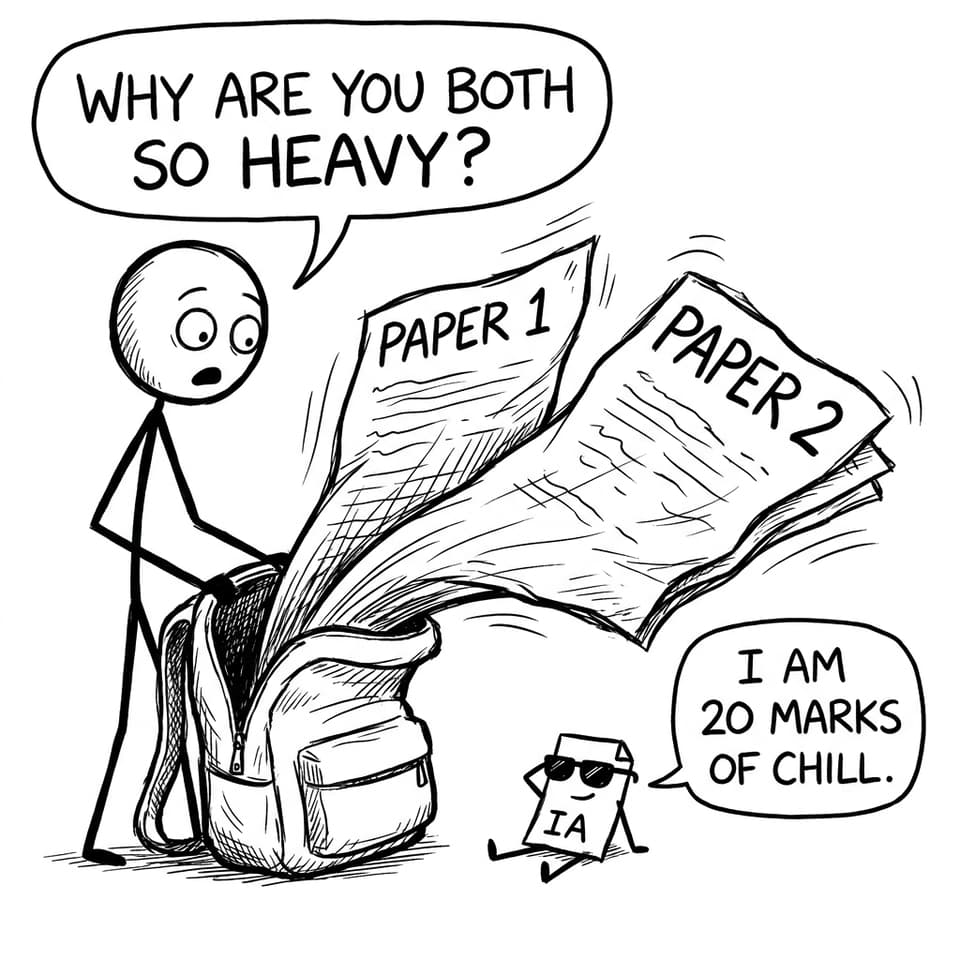 Papers explode out of a backpack while the IA stays calm