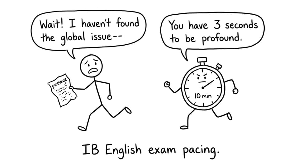 A stopwatch chases a student holding a passage