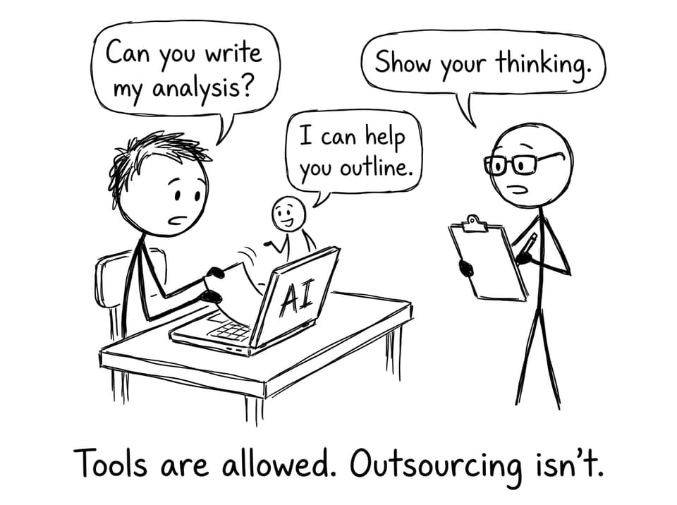 Tools are allowed. Outsourcing isn't.