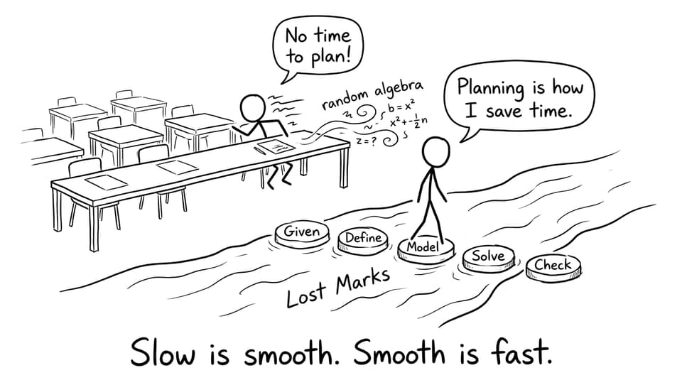 Two approaches: random algebra sprint vs stepping stones across Lost Marks