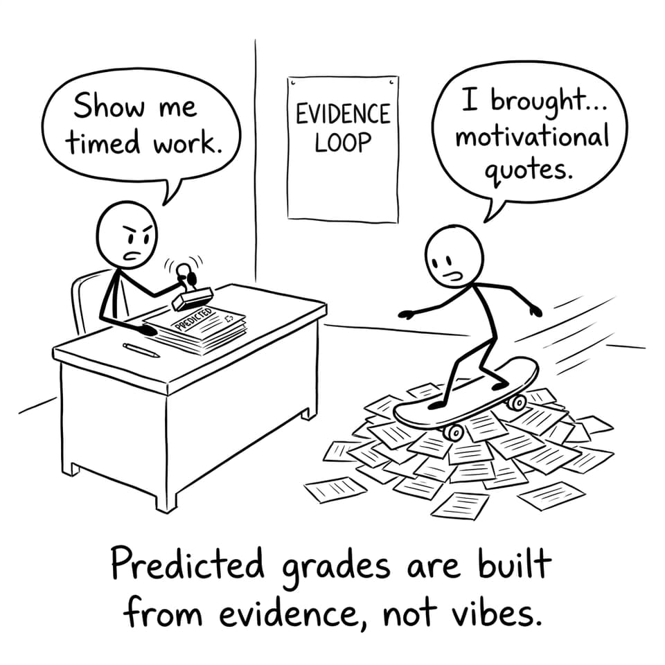 Comic about predicted grades being evidence