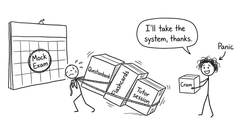 A funny comic about choosing a study system over cramming