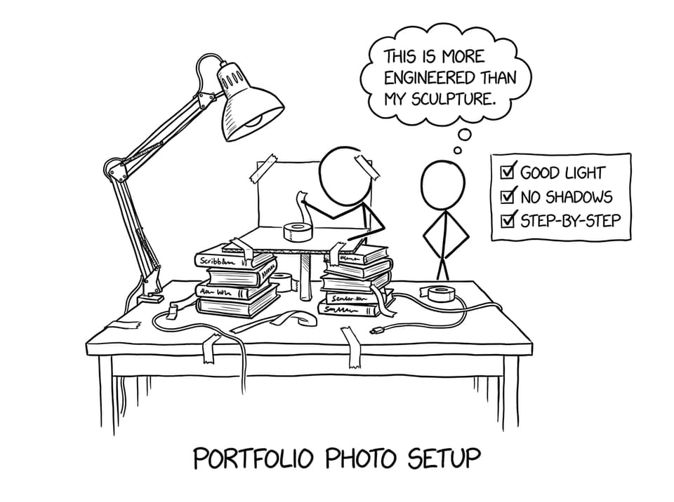 Student builds an over-engineered photo setup for portfolio documentation