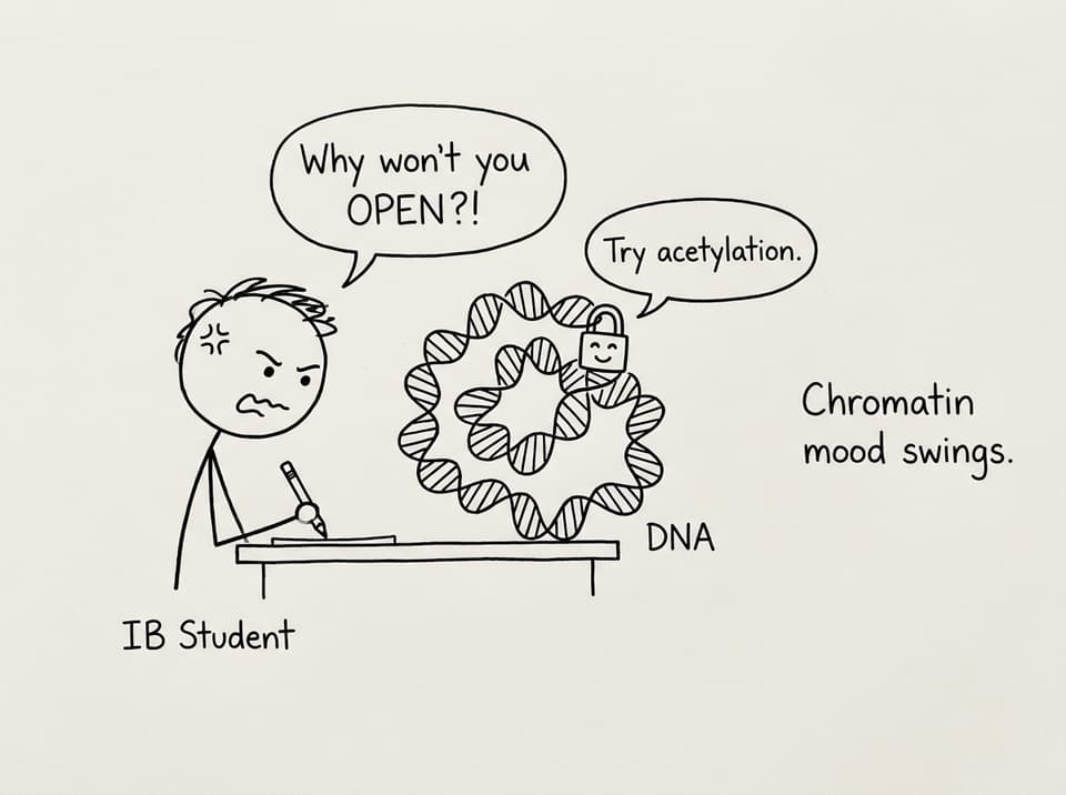 IB student vs locked chromatin (XKCD style)