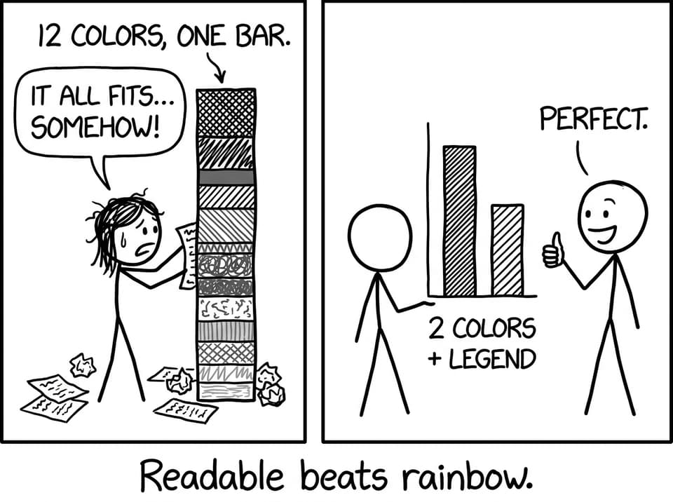 Readable beats rainbow chart joke