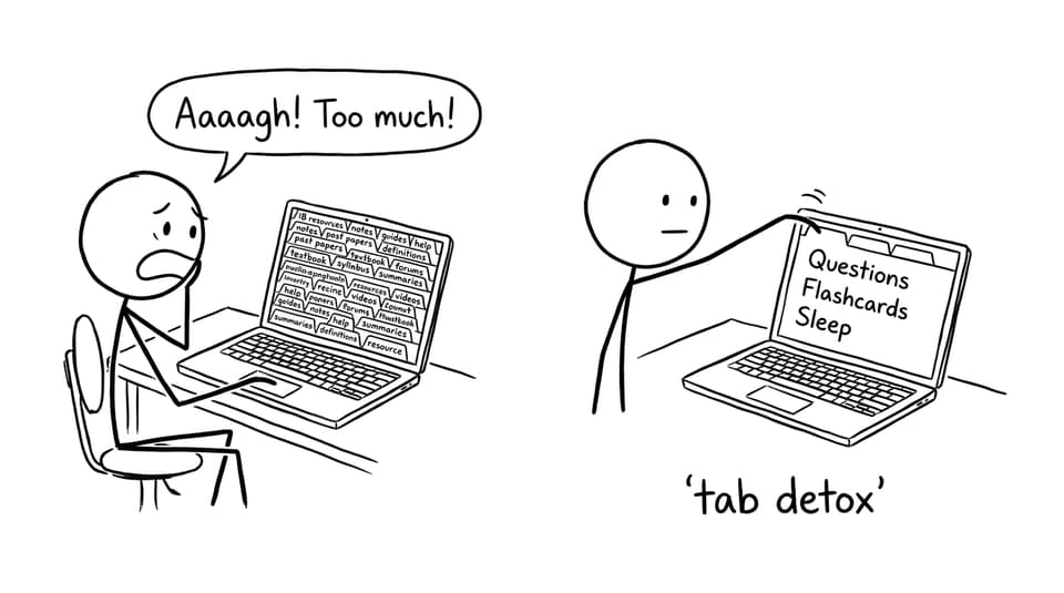 Tab detox joke for overwhelmed students