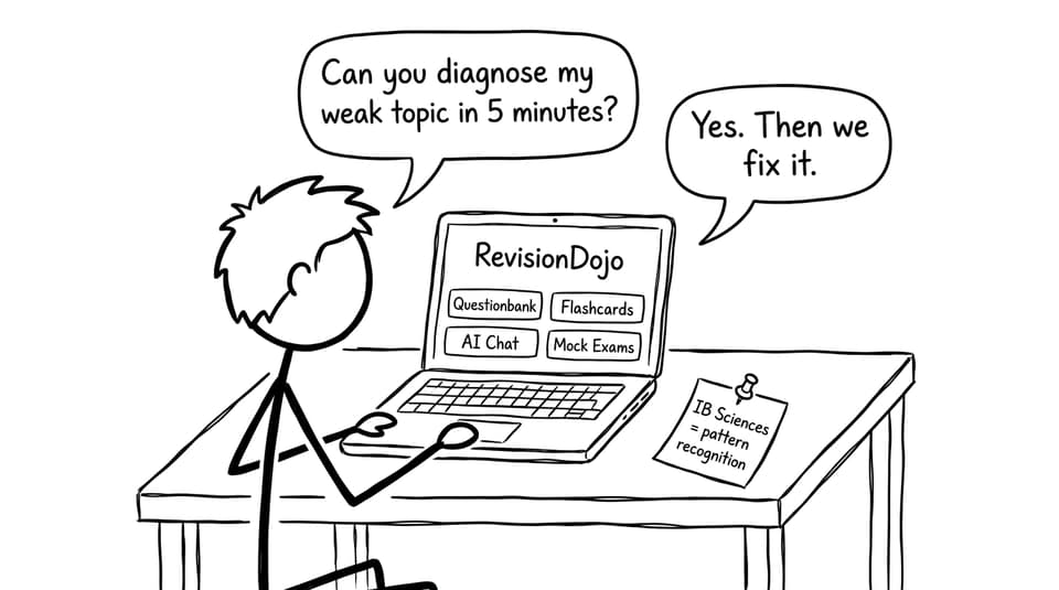 Student using RevisionDojo features to diagnose weak topics