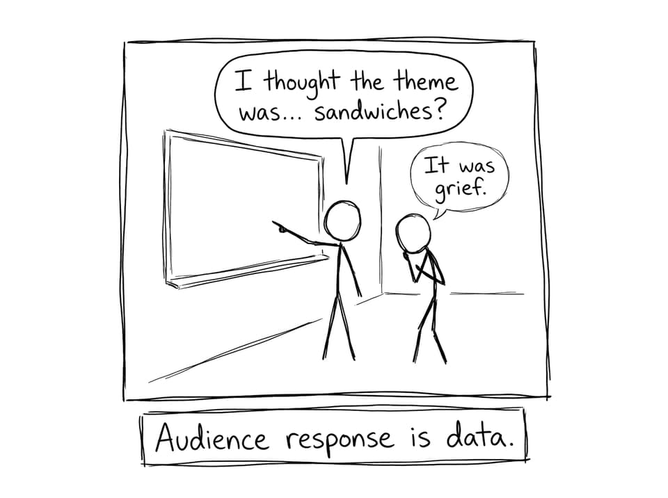 A test screening where the theme gets misunderstood