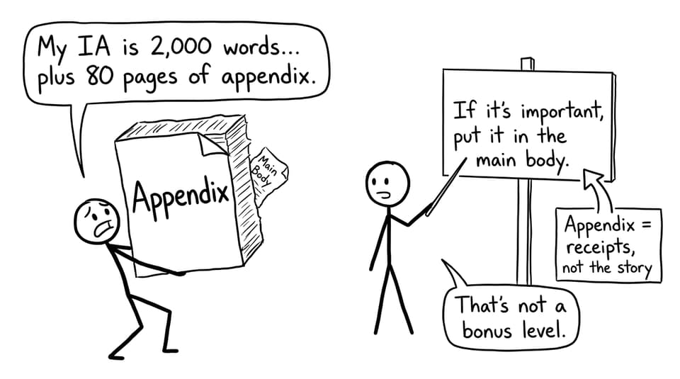 Student carrying huge appendix stack