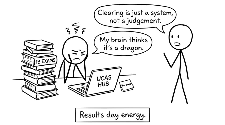 Stressed IB student meets UCAS dragon energy